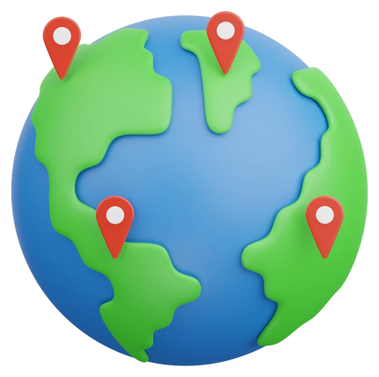 Globe with the 9 test regions
