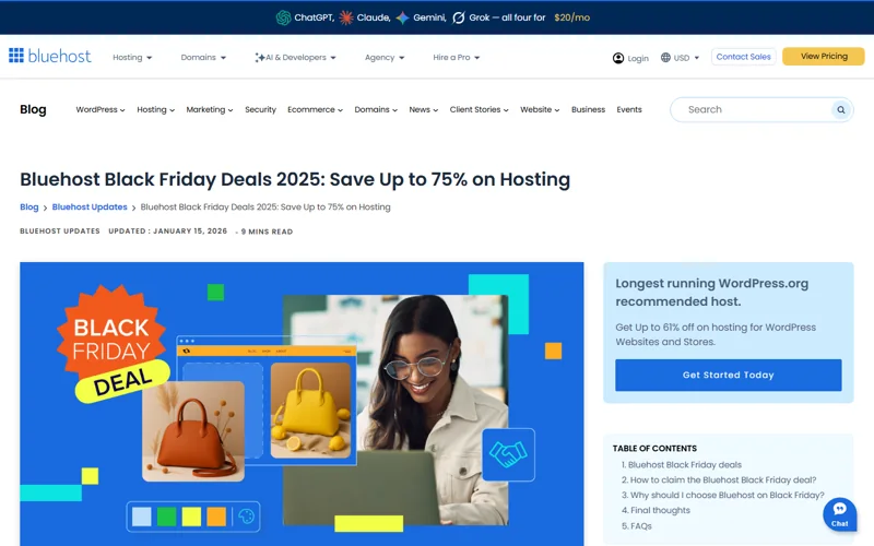 Bluehost Black Friday deal: Up to 70% off hosting