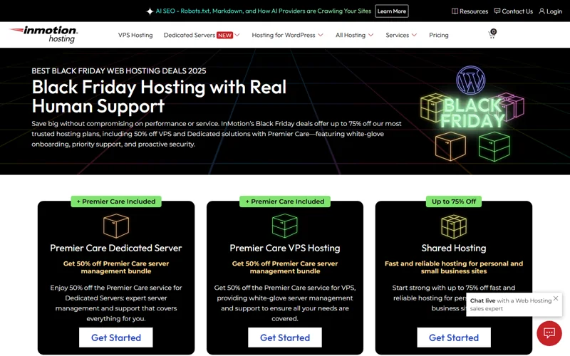 InMotion Hosting Black Friday deal: Up to 75% off hosting, up to 97% off reseller (first month)