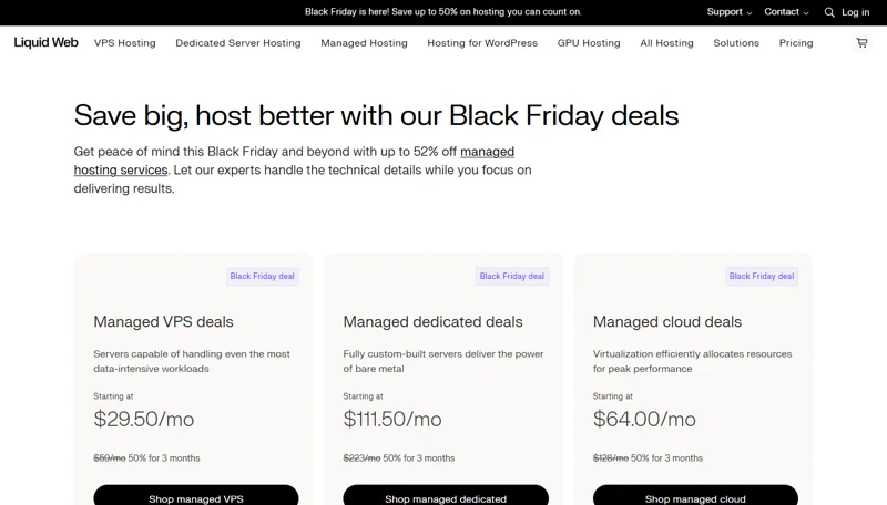 Liquid Web Black Friday deal: 50% off managed VPS, cloud and dedicated for 3 months
