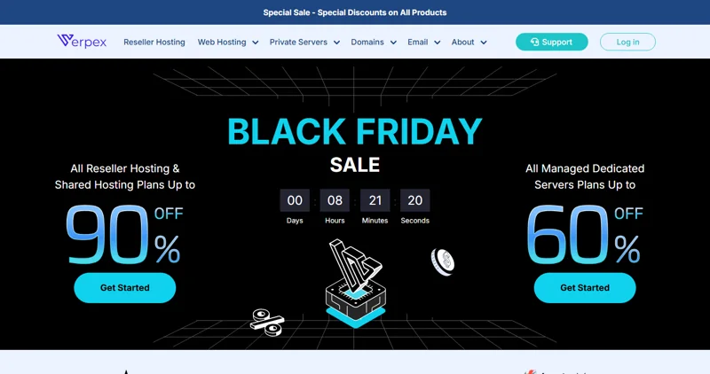 Verpex Black Friday deal: Up to 90% off shared and reseller, 60% off dedicated