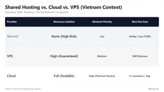 Shared Hosting vs. Cloud vs. VPS (Vietnam Context) — Summary Table: Resilience During Network Congestion