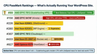 PassMark CPU benchmark rankings of all hosting providers from AMD EPYC 9474F to AMD Opteron 6376