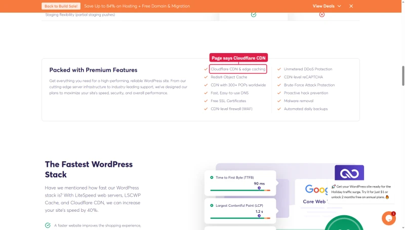 ChemiCloud Managed WordPress features: Cloudflare CDN and edge caching, CDN with 300+ POPs worldwide