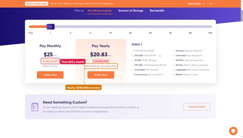 ChemiCloud Managed WordPress MWH 1: $25 a month with a $1 first month, or $20.83 a month billed $250 a year