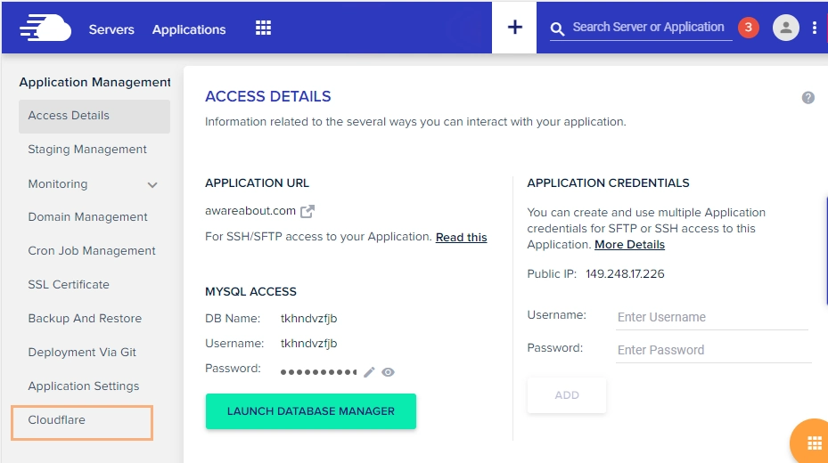 Cloudflare in Cloudways application management