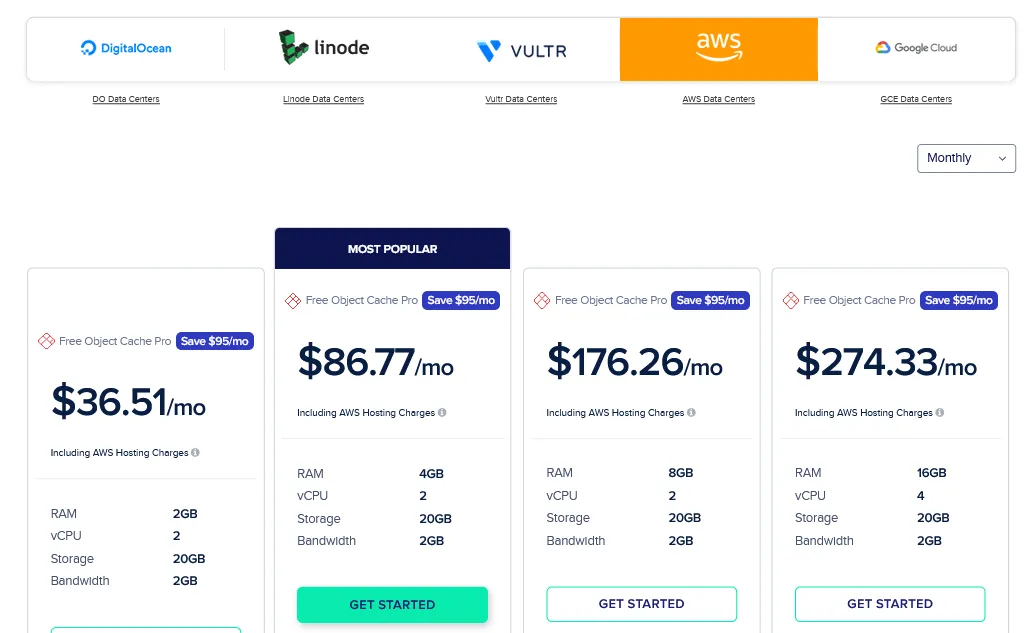 AWS pricing on cloudways