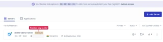 Cloudways Flexible server list: one 4 GB Premium DigitalOcean server in Bangalore, on the 3-day free trial