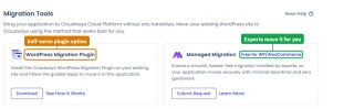 Cloudways Migration Tools: the WordPress Migration Plugin, or a Managed Migration marked free for WP and WooCommerce