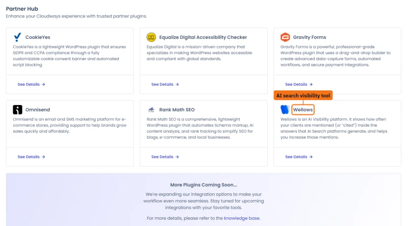 Cloudways Partner Hub: CookieYes, Equalize Digital, Gravity Forms, Omnisend, Rank Math SEO and Wellows
