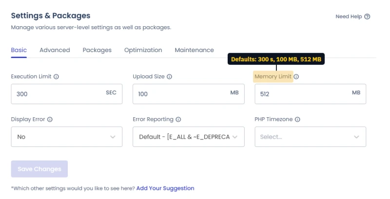 Cloudways server PHP limits: 300 second execution limit, 100 MB upload size and 512 MB memory limit by default