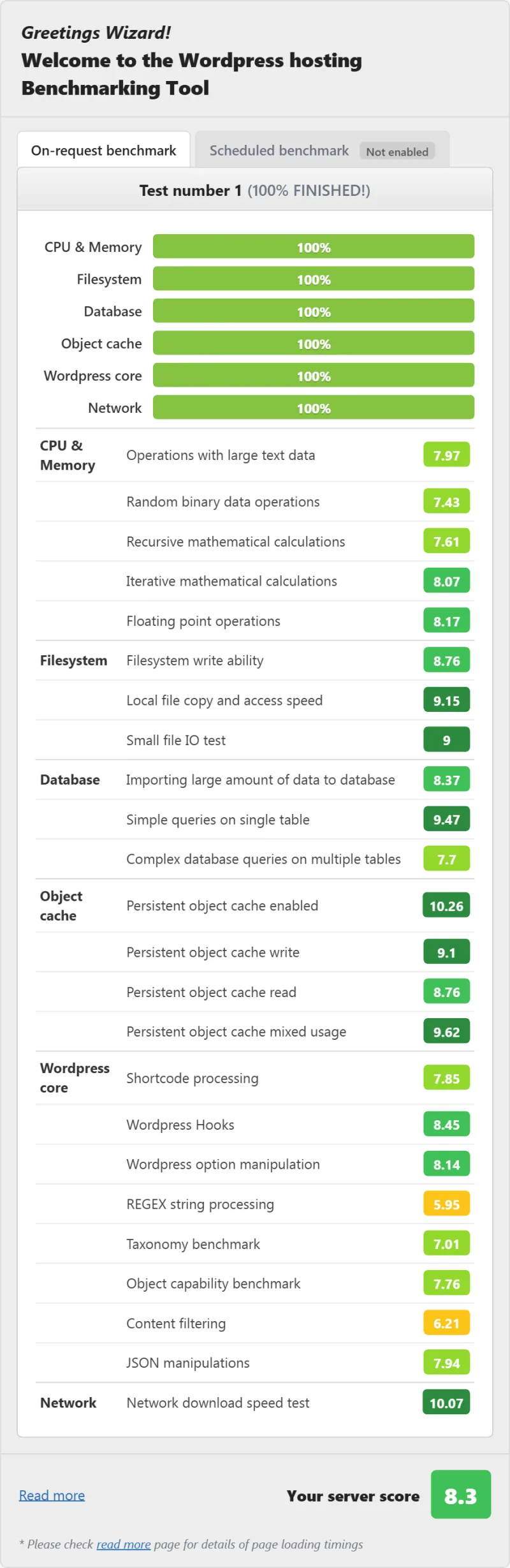 Hetzner CPX21 (VPS) WordPress benchmark from our benchmark suite