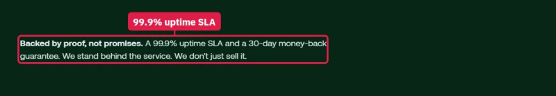 hosting.com shared hosting page: backed by proof, a 99.9% uptime SLA and a 30-day money-back guarantee