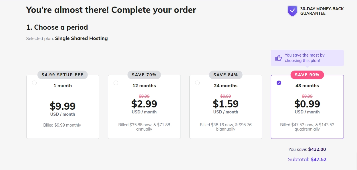 basic plan pricing hostinger