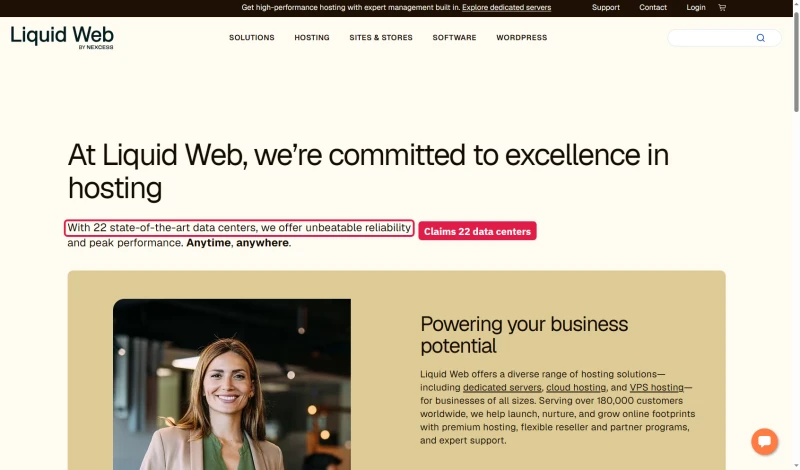 Liquid Web About page: With 22 state-of-the-art data centers, serving over 180,000 customers