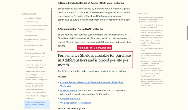 Liquid Web help doc: Performance Shield is available for purchase in 3 tiers and is priced per site per month