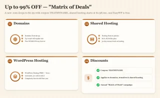 Bento dashboard showing Namecheap Black Friday Matrix of Deals pricing for domains, shared hosting, and WordPress.