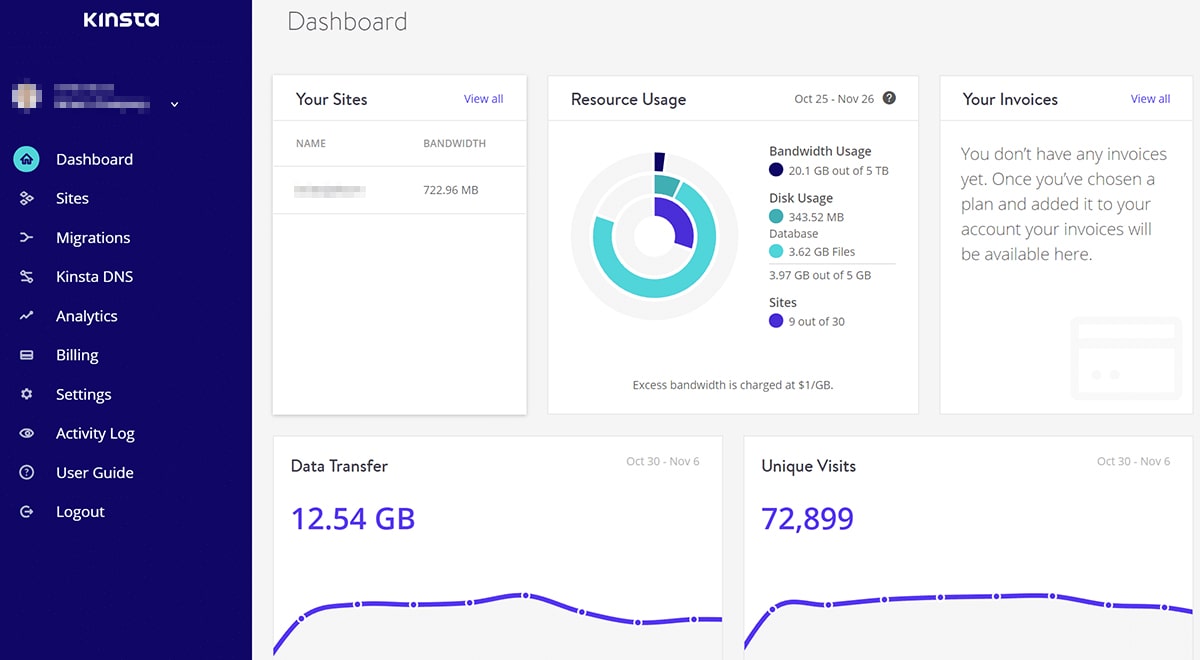 Kinsta Dashboard