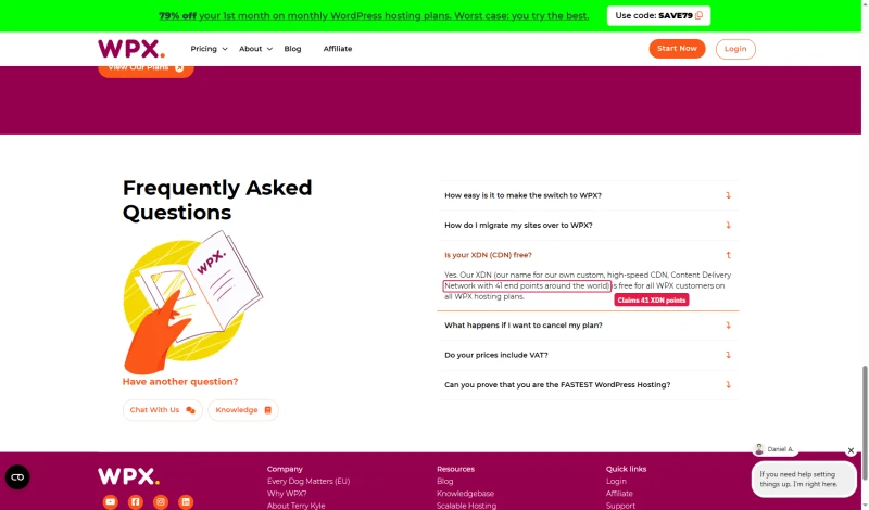 WPX developers page FAQ: our XDN content delivery network with 41 end points around the world is free on all plans